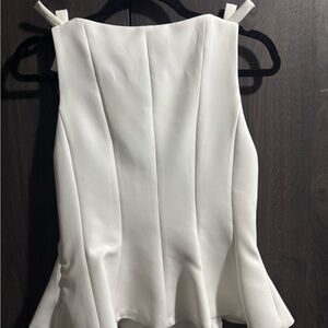 Zara Cream Sleeveless Peplum Top